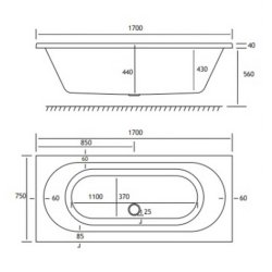 Beaufort Biscay DE 1700 x 750mm 5mm Bath