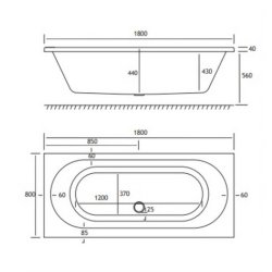 Beaufort Biscay DE 1800 x 800mm 5mm Bath