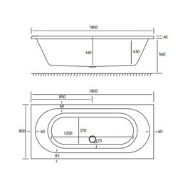 Beaufort Biscay DE 1800 x 800mm Reinforced Bath