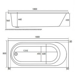 Beaufort Biscay SE 1800 x 800mm Reinforced Bath