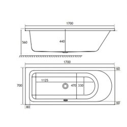 Beaufort Biscay SB LH 1700 x 700mm Reinforced Bath