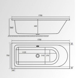 Beaufort Biscay SB RH 1700 x 750mm Reinforced Bath