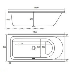 Beaufort Biscay SB LH 1800 x 800mm 5mm Bath