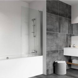 Roman Haven8 Silver 800 x 1467mm Fixed Bath Screen