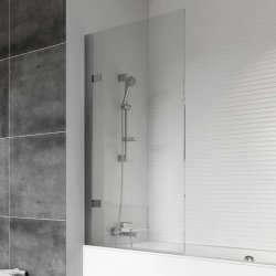 Roman Haven8 Silver 835 x 1500mm LH Hinged Bath Screen