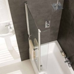 Beaufort Quantum Silver 1400mm Bath Screen with Towel Rail