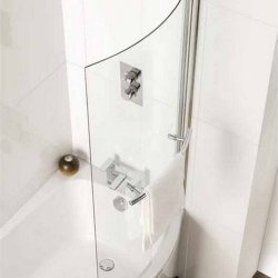 Beaufort Silver C Shape Bath Screen with Towel Rail