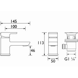 Bristan Cobalt Black Basin Mixer with Clicker Waste