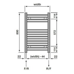 Redroom Elan Straight White 800 x 400mm Towel Radiator