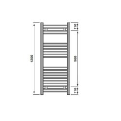 Redroom Elan Straight White 1200 x 400mm Towel Radiator