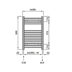 Redroom Elan Straight Chrome 800 x 600mm Towel Radiator