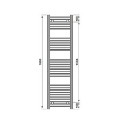 Redroom Elan Curved Chrome 1800 x 600mm Towel Radiator