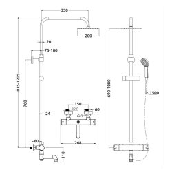 Scudo Solar Chrome Round Rigid Riser Shower with Bath Filler