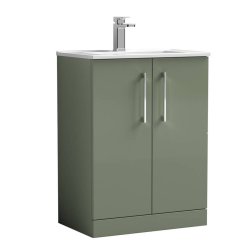 Nuie Arno Green 600mm Floor Standing 2 Door Vanity Unit