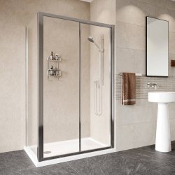 Roman Haven Framed 1000mm Sliding Shower Door Alcove Door Open