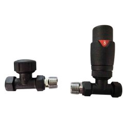 Essential Anthracite Straight Thermostatic Valve Pair