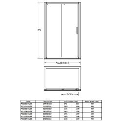 Nuie Pacific Chrome 1000mm Single Sliding Shower Door