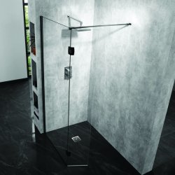 Aquadart Wetroom 10 Clear Glass Polished Silver Hinged Return Panel