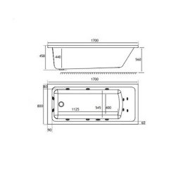 Beaufort Portland SE 1700 x 750mm 14 Jet Whirlpool Reinforced Bath