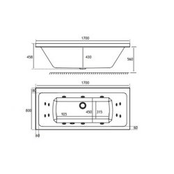 Beaufort? Portland DE 1700 x 750mm 14 Jet Whirlpool Reinforced Bath