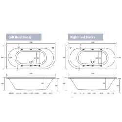 Beaufort Biscay DE LH 1700 x 800mm 6 Jet Whirlpool Reinforced Bath