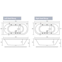 Beaufort Biscay DE RH 1700 x 800mm 6 Jet Whirlpool Reinforced Bath