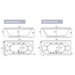 Beaufort Biscay DE RH 1700 x 800mm 14 Jet Whirlpool Reinforced Bath