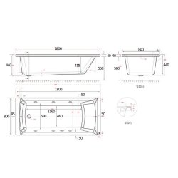 Beaufort Rockall SE 1800 x 800mm 6 Jet Whirlpool Reinforced Bath