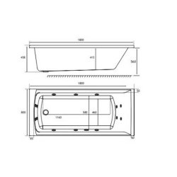 Beaufort Rockall SE 1700 x 750mm 14 Jet Whirlpool Reinforced Bath