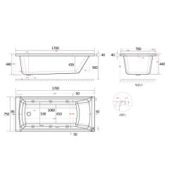 Beaufort Rockall SE 1700 x 700mm 6 Jet Whirlpool Reinforced Bath