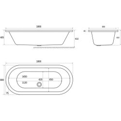 Beaufort Humber White 1800 Freestanding Bath