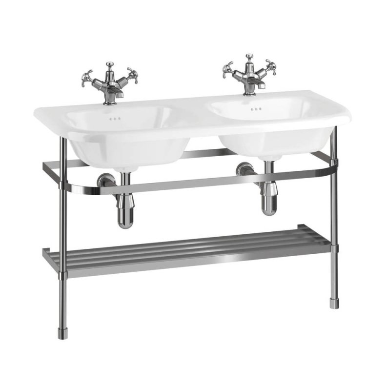 Burlington 100cm Polished Steel Basin Washstand