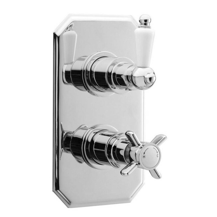 Nuie Edwardian Chrome Thermostatic Twin Shower Valve