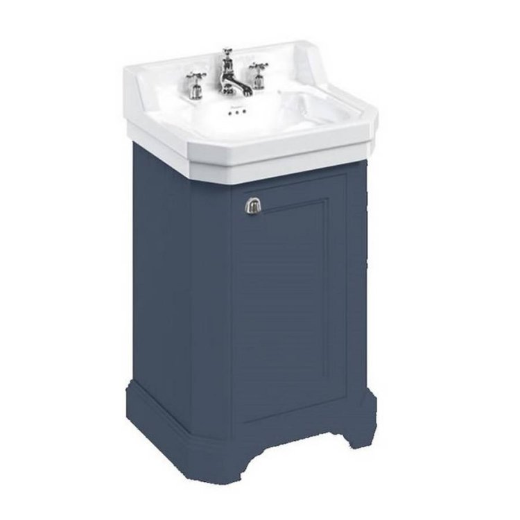 Burlington Edwardian 560mm Blue Cloakroom Vanity Unit Three Tap Hole Basin