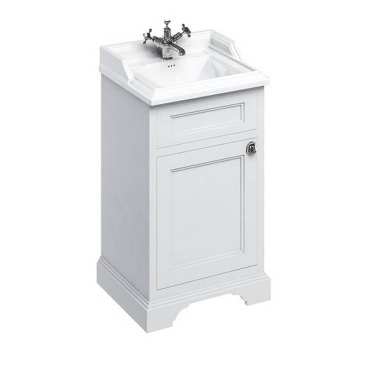 Burlington Classic 500mm Matt White Square Cloakroom Vanity Unit