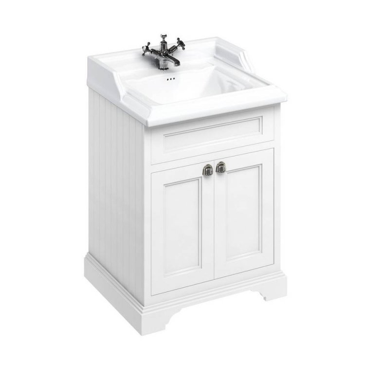 Burlington Freestanding 650mm Matt White Vanity Unit with Doors