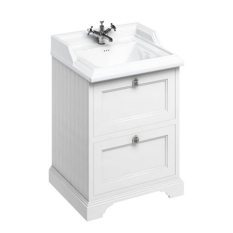 Burlington Freestanding 650mm Matt White Vanity Unit with Drawers