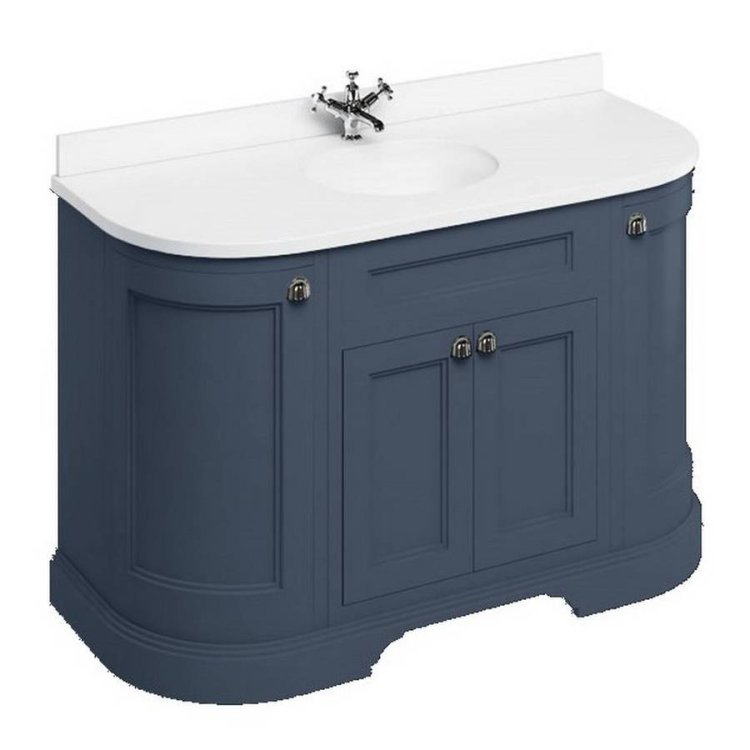 Burlington Freestanding 1340mm Blue Curved Vanity Unit with Doors