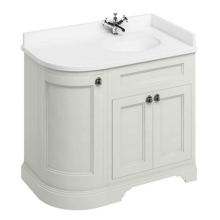 Burlington Freestanding 980mm Sand RH Curved Vanity Unit with Doors