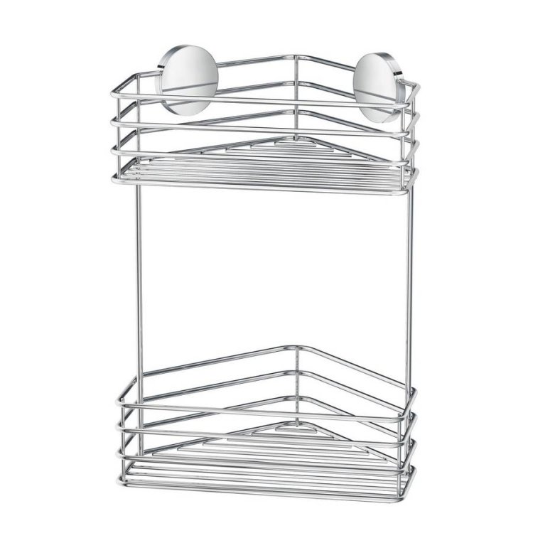 Smedbo Beslagsboden Chrome Self Adhesive Double Corner Shower Basket