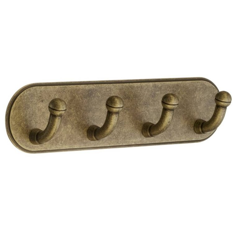 Smedbo Beslagsboden 190mm Brass Self Adhesive Quadruple Hook