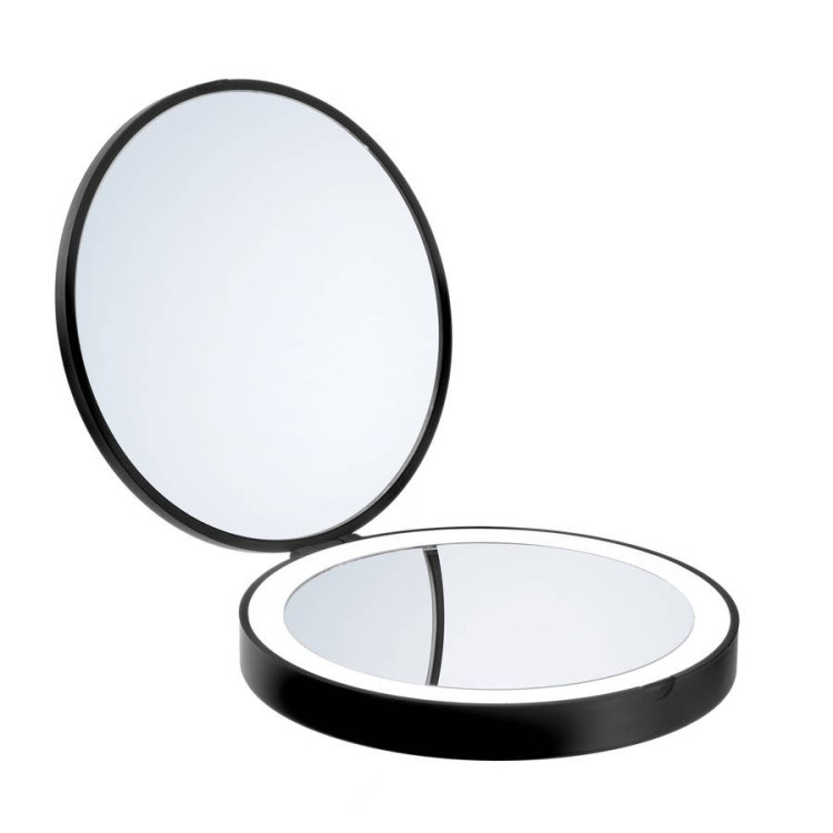 Smedbo Outline Lite 120mm Black LED Travel Mirror 