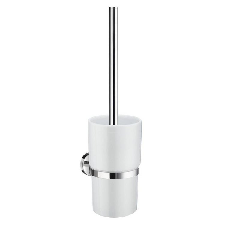 Smedbo Home Polished Chrome Toilet Brush with Porcelain Holder