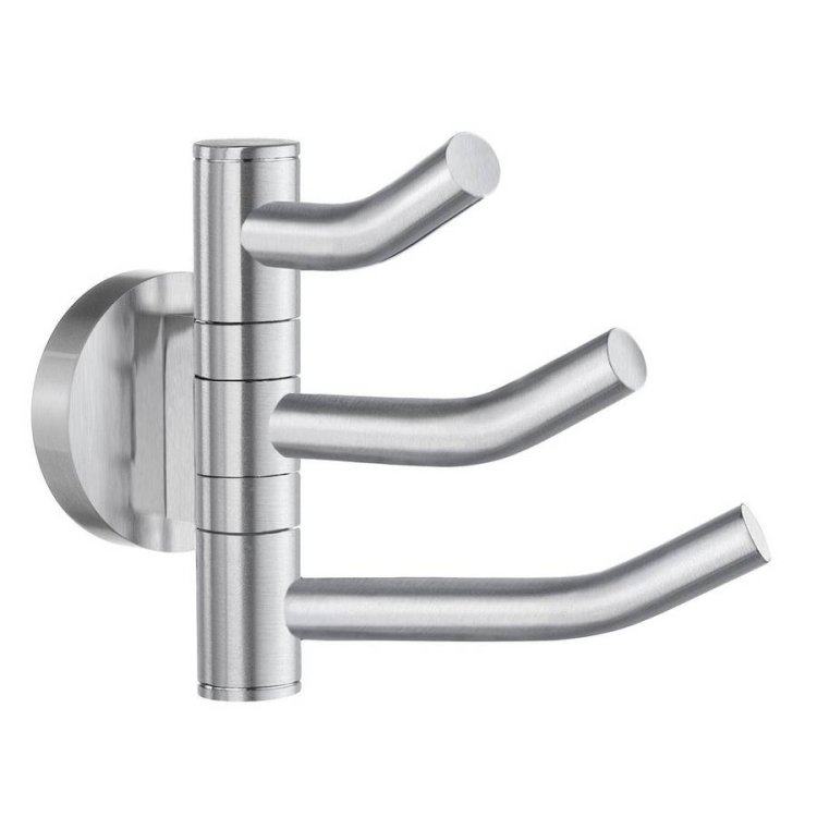 Smedbo Home Brushed Chrome Swing Arm Triple Hook