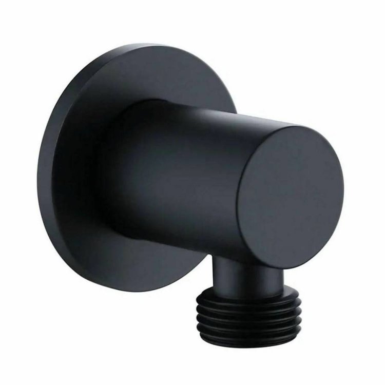 Kartell Nero Round Black Shower Outlet Elbow