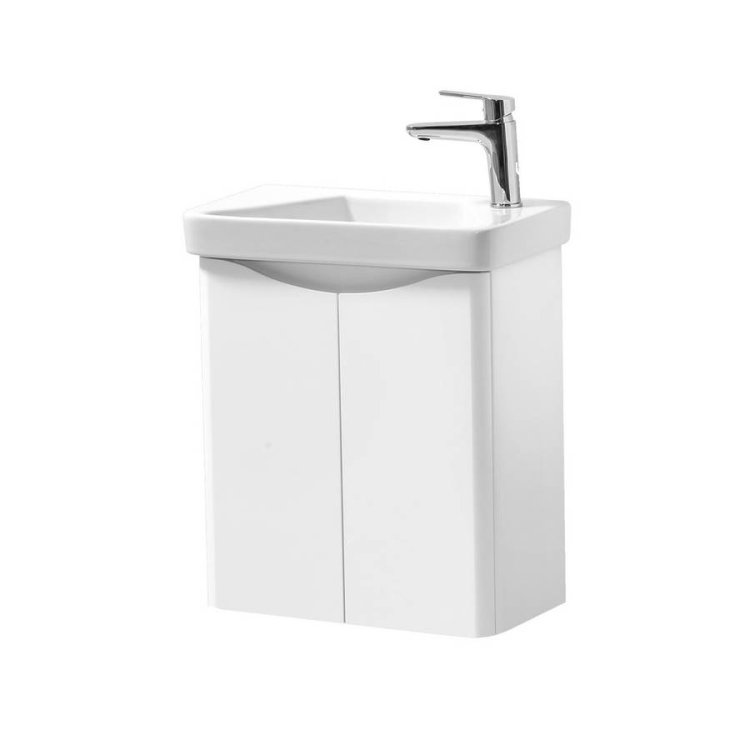 Kartell Arc 500mm White Wall Mounted 2 Door Cloakroom Unit & Basin