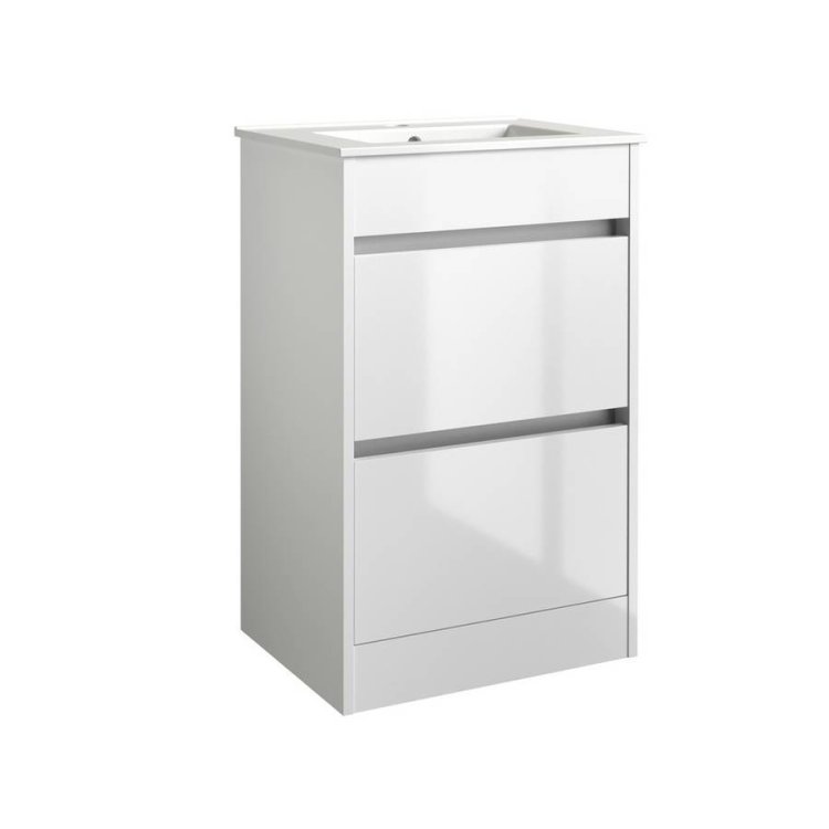 Kartell City 500mm White Floor Standing 2 Drawer Vanity Unit & Basin