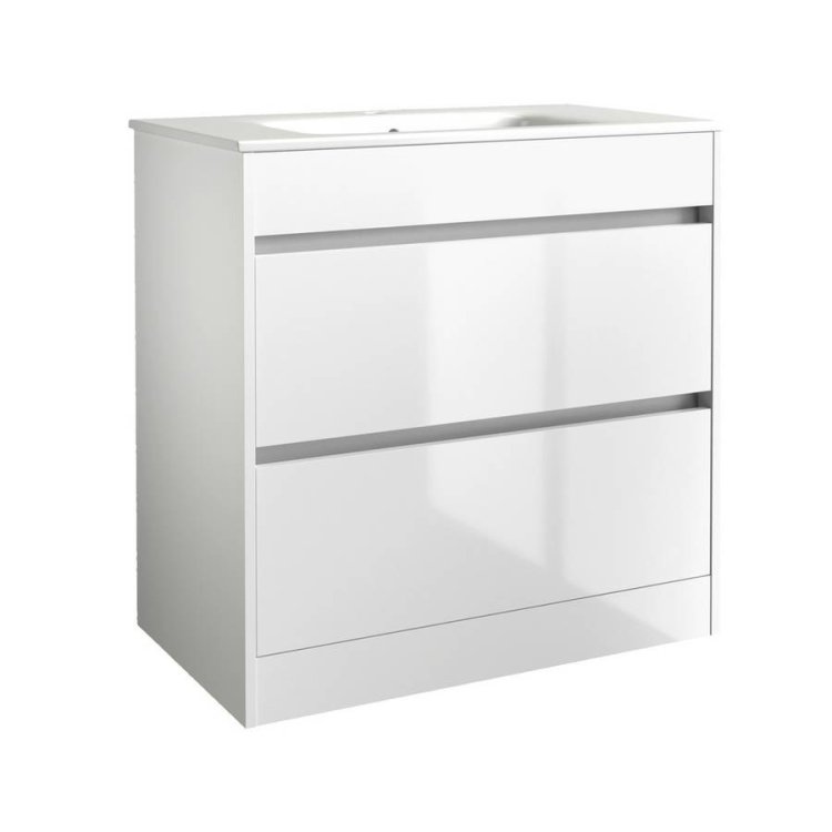 Kartell City 800mm White Floor Standing 2 Drawer Vanity Unit & Basin