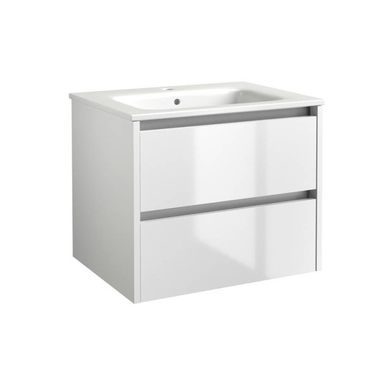 Kartell City 600mm White Wall Mounted 2 Drawer Vanity Unit & Basin