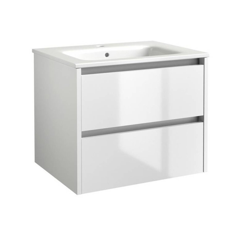 Kartell City 800mm White Wall Mounted 2 Drawer Vanity Unit & Basin